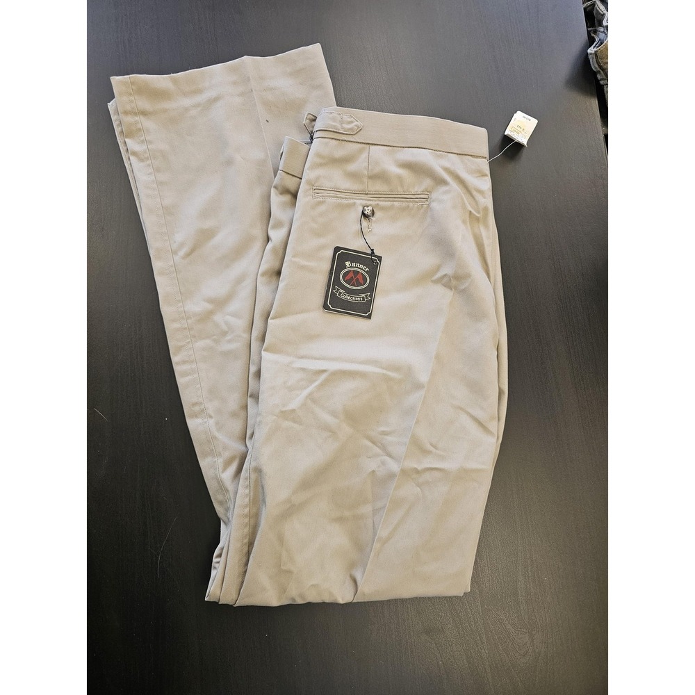 Banner‎ Collections Pants Mens 38x31 Khaki Beige Classic Pleated Polyester Blend